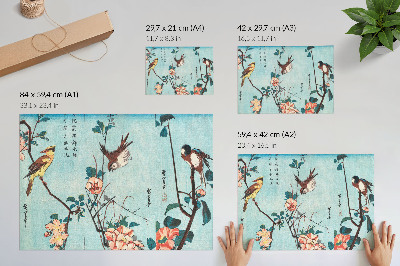 Moderne decoratieve poster Japanse vogels en bloemen (1833) – vintage houtsneden van Utagawa Hiroshige