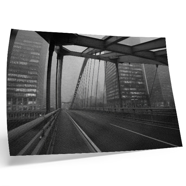 Moderne decoratieve poster Stadsbrug, majestueuze gebouwen, sobere elegantie