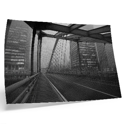 Moderne decoratieve poster Stadsbrug, majestueuze gebouwen, sobere elegantie