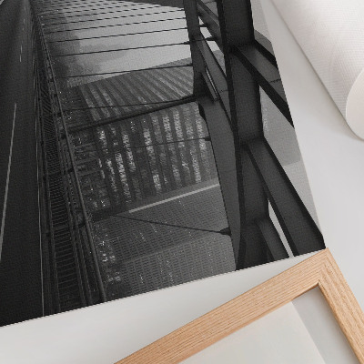 Moderne decoratieve poster Stadsbrug, majestueuze gebouwen, sobere elegantie
