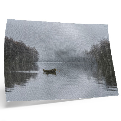 Moderne decoratieve poster Hemel en water, mist en bomen, rust en stilte.