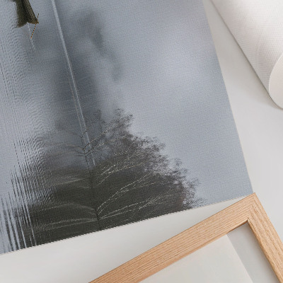 Moderne decoratieve poster Hemel en water, mist en bomen, rust en stilte.