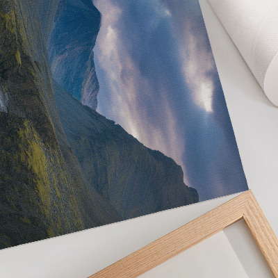 Poster Bergen in de wolken, blauwe rust, natuur