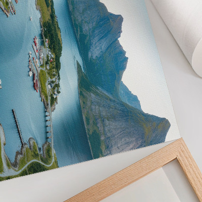 Stijlvolle wandposter Fjorden, bergen, stad, rust en harmonie
