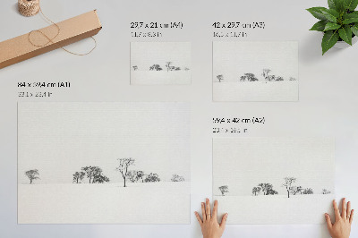 Stijlvolle wandposter Minimalistisch landschap, winterbomen, rust