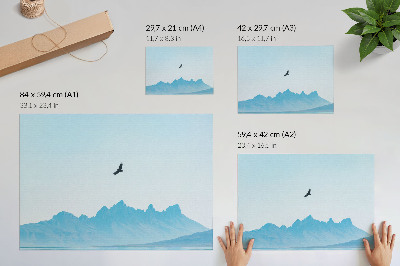 Moderne decoratieve poster Minimalistisch berglandschap met vogels