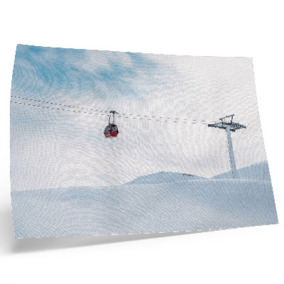 Moderne decoratieve poster Bergen, kabelbaan, lucht, dynamisch kleurcontrast