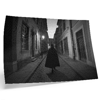 Poster Donkere straat, mysterieuze figuur, nostalgische sfeer