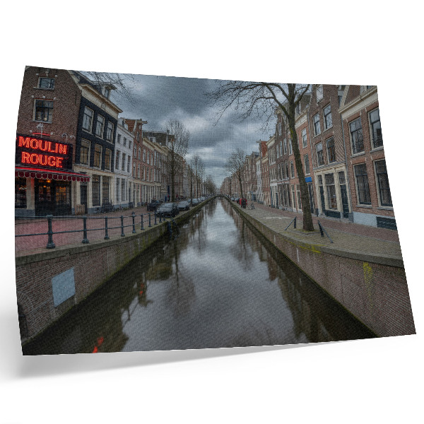 Stijlvolle wandposter Kanaal, elegante architectuur, sfeervolle hemel