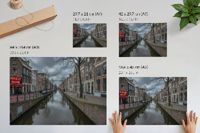 Stijlvolle wandposter Kanaal, elegante architectuur, sfeervolle hemel