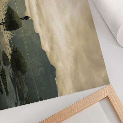 Stijlvolle wandposter Bergen, meer, mens, vrede, harmonie van de natuur