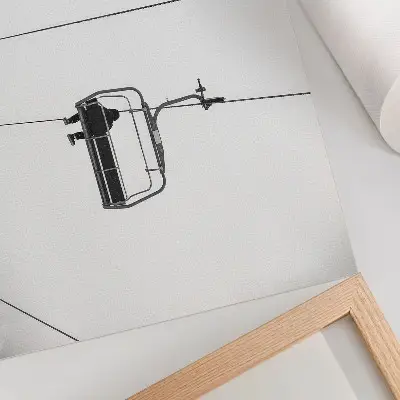 Stijlvolle wandposter met een minimalistisch winterlandschap in een sfeer van eenzaamheid en rust