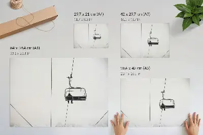 Stijlvolle wandposter met een minimalistisch winterlandschap in een sfeer van eenzaamheid en rust