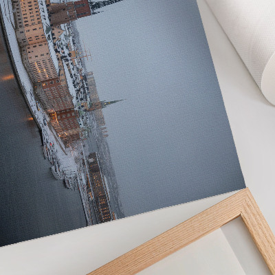 Moderne decoratieve poster Winterstad, pittoreske architectuur, harmonie