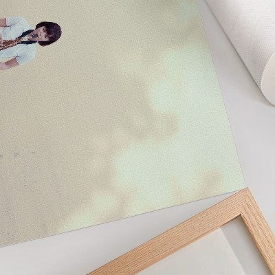 Stijlvolle wandposter Minimalisme, felle kleuren, rust, muziek bij de deur.