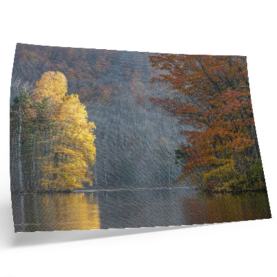 Moderne decoratieve poster Herfstkleuren, meer, vredige sfeer, harmonie
