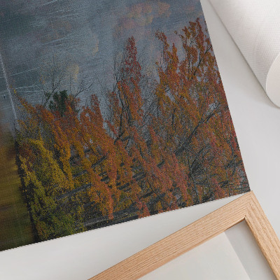 Moderne decoratieve poster Herfstkleuren, meer, vredige sfeer, harmonie
