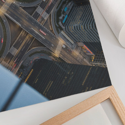 Stijlvolle wandposter Stadspanorama van bovenaf, nachtelijke verlichting, moderniteit