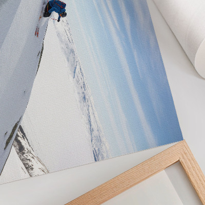 Moderne decoratieve poster Skiër, witte bergtoppen, blauwe lucht, harmonie