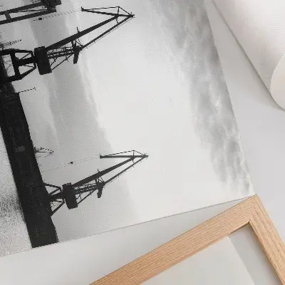 Poster havenkranen met minimalistisch zwart-wit ontwerp