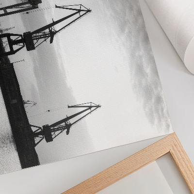 Poster Havenkranen minimalistisch ontwerp zwart-wit