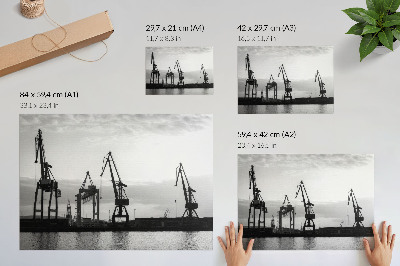 Poster Havenkranen minimalistisch ontwerp zwart-wit