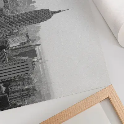 Poster met modern zwart-wit metropoolpanorama Moderne zwart-wit poster van een stadsgezicht