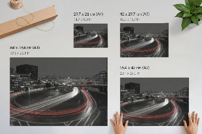 Stijlvolle wandposter Dynamische beweging van de stadslichten 's nachts