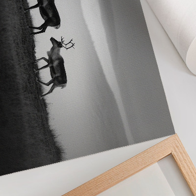 Moderne decoratieve poster Rendier op een heuvel, minimalistische compositie
