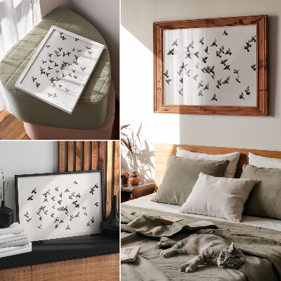 Stijlvolle wandposter Vogels in vlucht, elegante zwart-witte harmonieën