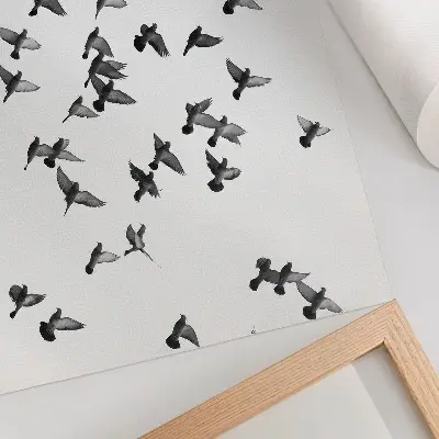 Wandposter Vogels in vlucht elegante zwart-witte harmonieën