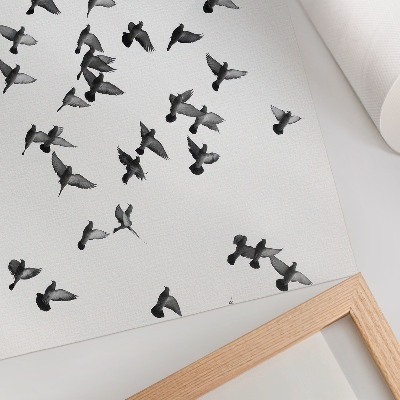 Stijlvolle wandposter Vogels in vlucht, elegante zwart-witte harmonieën