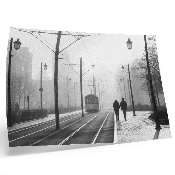 Poster Trammist, straatverlichting, stedelijke atmosfeer
