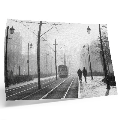 Poster Trammist, straatverlichting, stedelijke atmosfeer