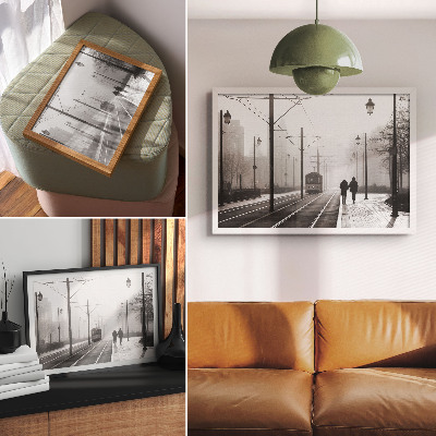 Poster Trammist, straatverlichting, stedelijke atmosfeer