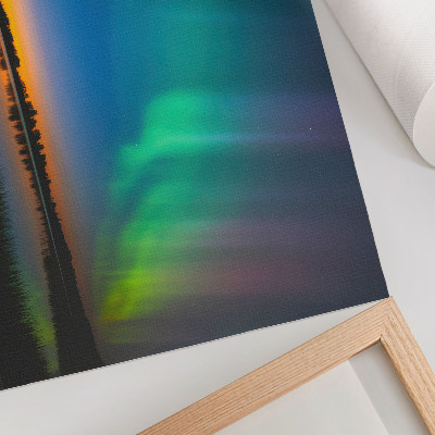 Poster Aurora boven het meer, een magische sfeer
