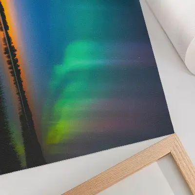 Poster aurora boven het meer met een magische sfeer