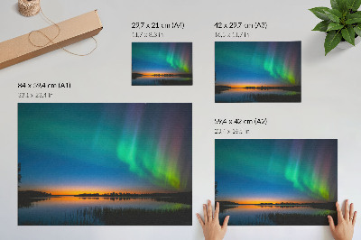 Poster Aurora boven het meer, een magische sfeer