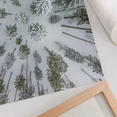 Moderne decoratieve poster winterse bosrust met een minimalistische uitstraling