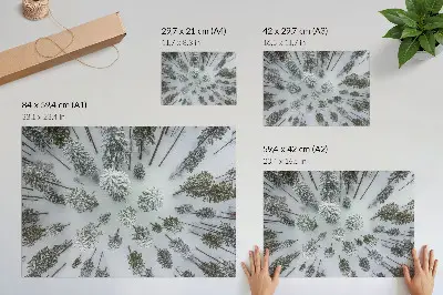 Moderne decoratieve poster winterse bosrust met een minimalistische uitstraling