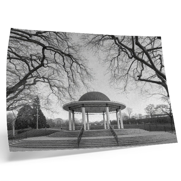 Stijlvolle wandposter Elegant prieel met symmetrie in zwart-witte tinten