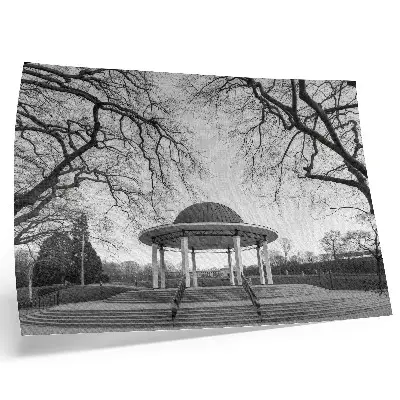 Wandposter elegant prieel met symmetrie in zwart-wit