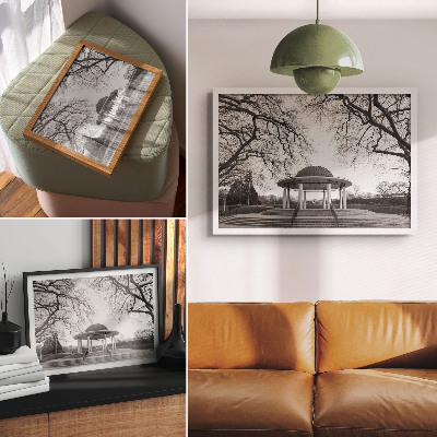 Stijlvolle wandposter Elegant prieel met symmetrie in zwart-witte tinten