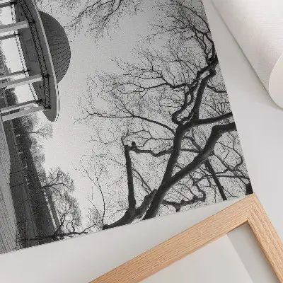 Wandposter elegant prieel met symmetrie in zwart-wit