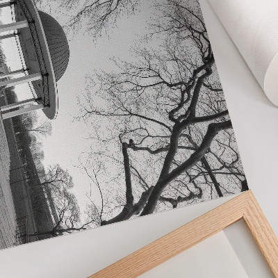 Stijlvolle wandposter Elegant prieel met symmetrie in zwart-witte tinten