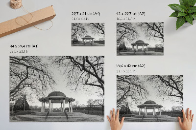 Stijlvolle wandposter Elegant prieel met symmetrie in zwart-witte tinten