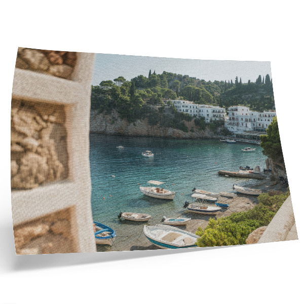 Poster Botenbaai Mediterrane heuvels