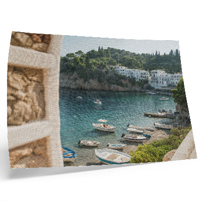 Poster Botenbaai Mediterrane heuvels