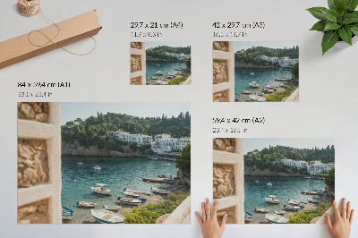 Poster Botenbaai Mediterrane heuvels