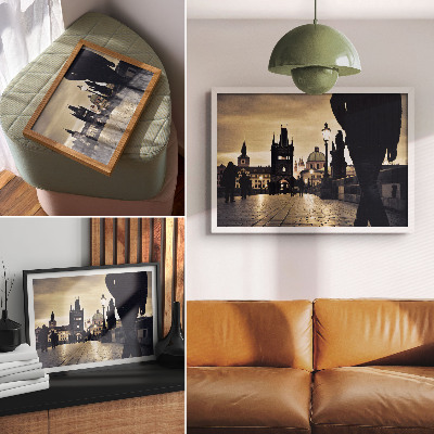 Stijlvolle wandposter Gotische torens interieur brug wandeling